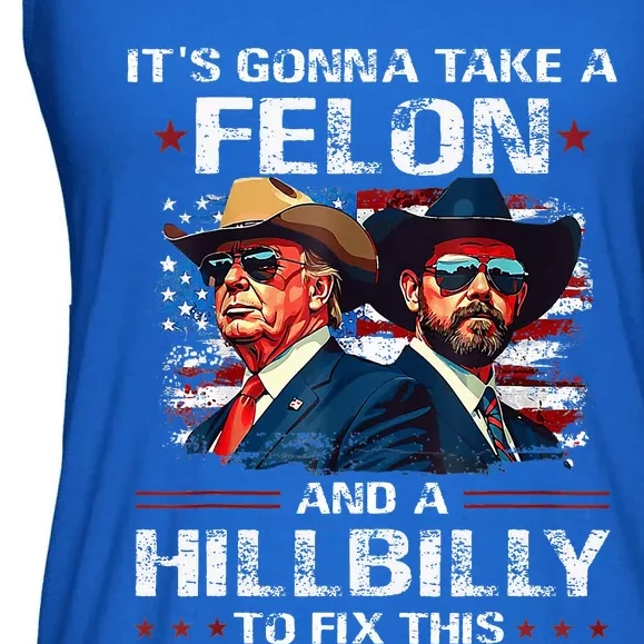 Trump 2024 Vance 2028 Funny Felon Hillbilly Fix Ladies Essential Flowy Tank