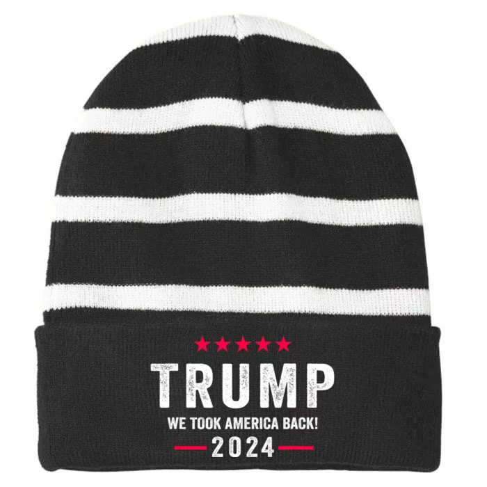 Trump 2024 Victory J.D.Vance President 47 Trump Won Striped Beanie with Solid Band