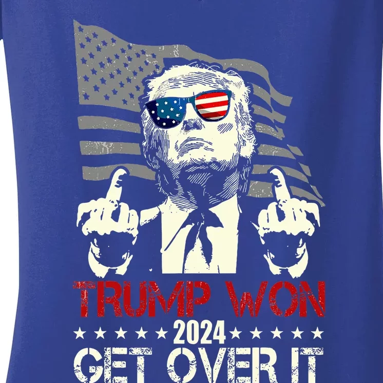 Trump 2024 Victory For President 47 Trump Vance Get Over It Women's V-Neck T-Shirt