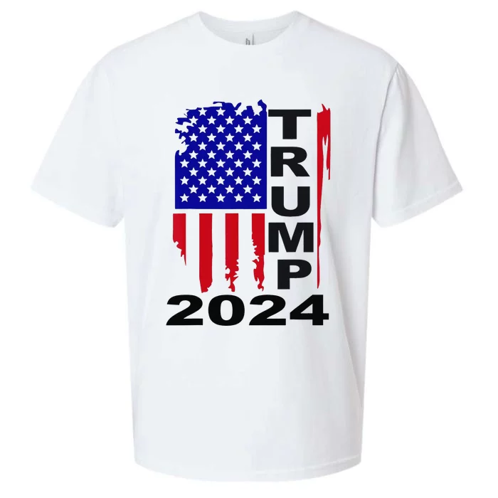 Trump 2024 Vertical Flag Sueded Cloud Jersey T-Shirt