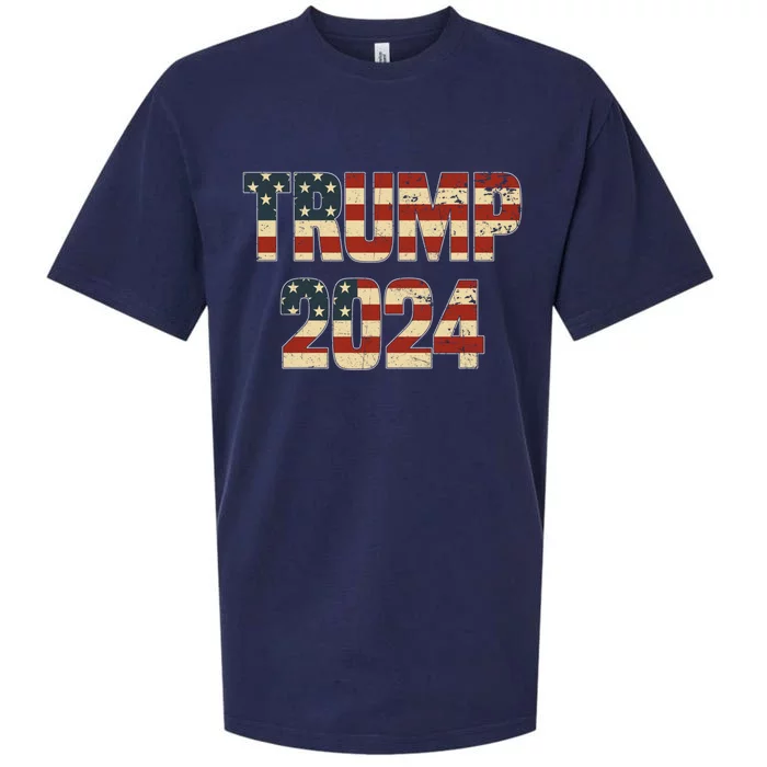 Trump 2024 Vintage America Flag Trump Patriot Gift Sueded Cloud Jersey T-Shirt