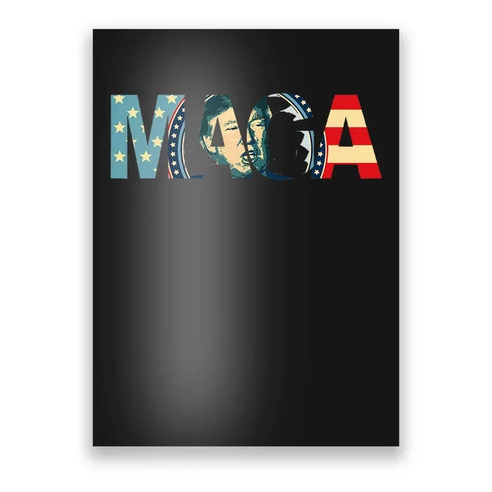 Trump 2020 Voted Maga American Flag Retro Vintage Gift Poster