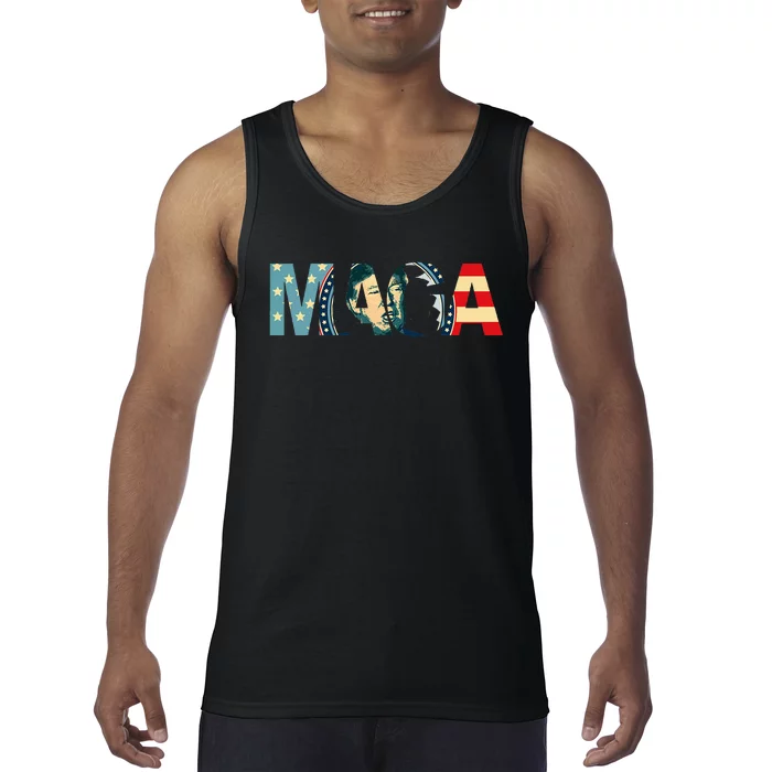 Trump 2020 Voted Maga American Flag Retro Vintage Gift Tank Top