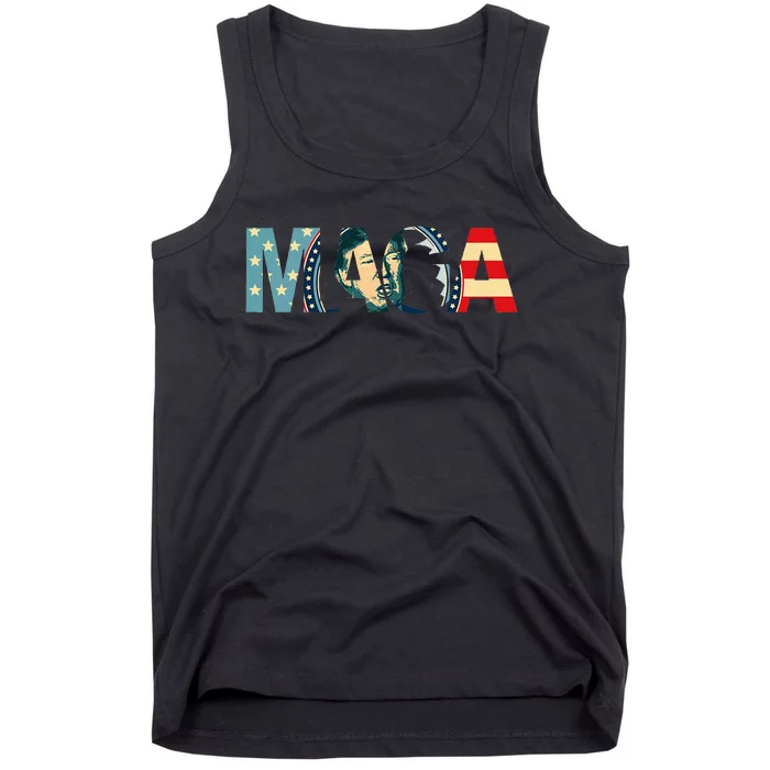 Trump 2020 Voted Maga American Flag Retro Vintage Gift Tank Top