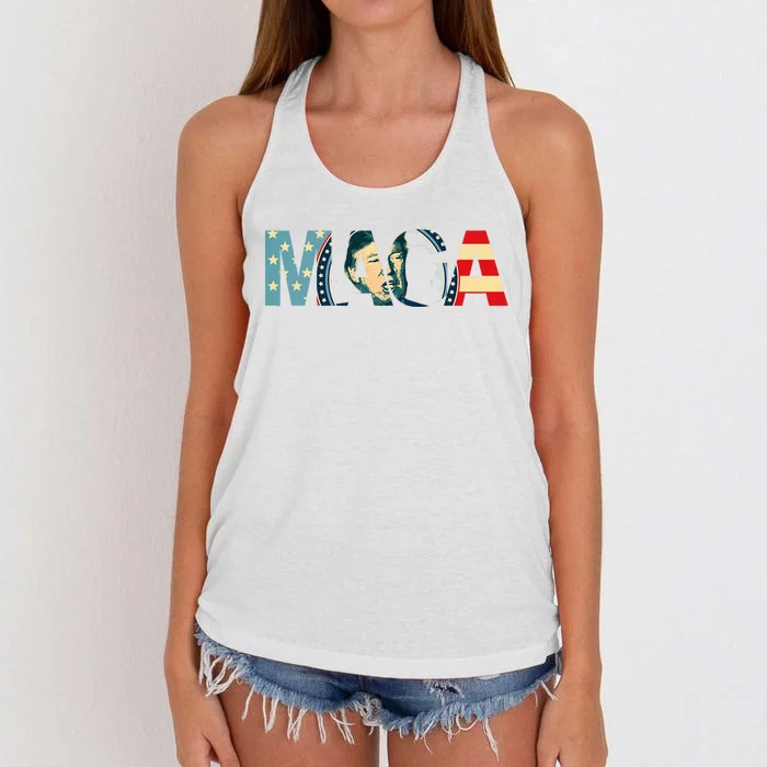 Trump 2024 Voted Maga American Flag Retro Women's Knotted Racerback Tank