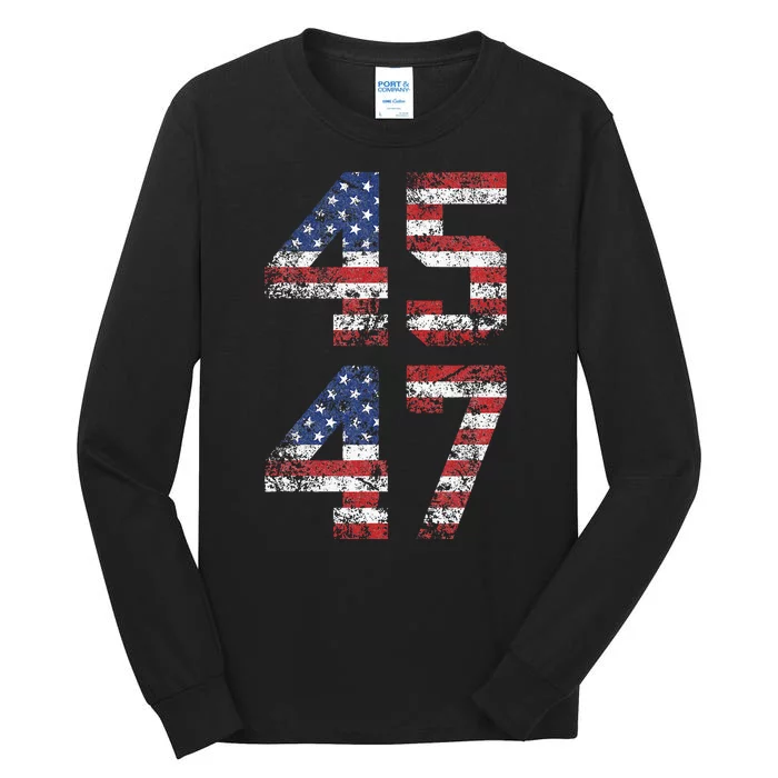 Trump 2024 Vintage Classic Fit Crew Neck Black Adult Tall Long Sleeve T-Shirt