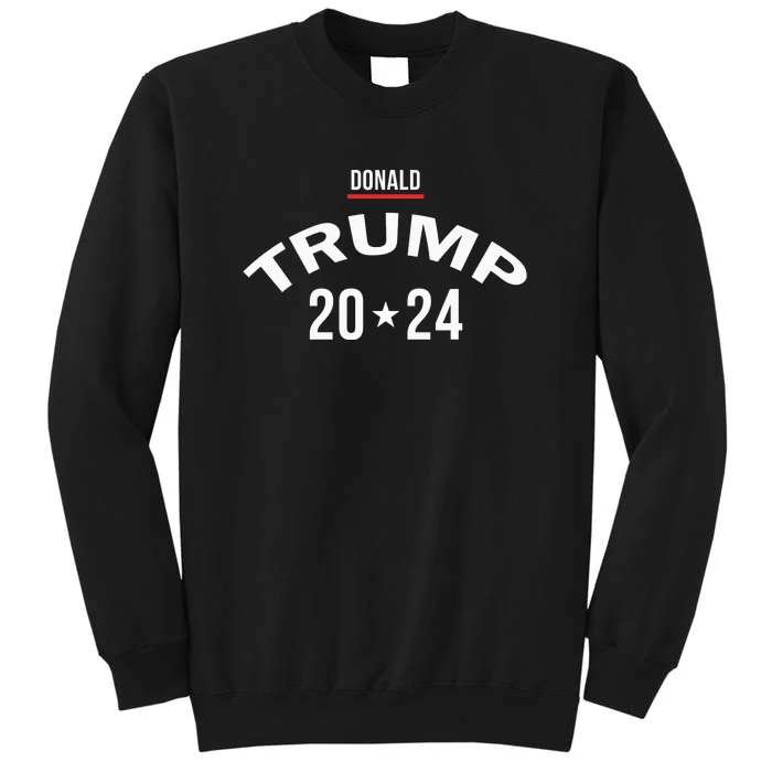 Trump 2024 Vintage Curved Baseball Font Donald Trump 2024 Tall Sweatshirt