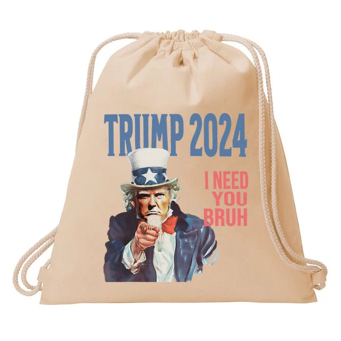 Trump 2024 Vintage Poster Design Drawstring Bag