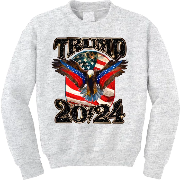 Trump 2024 Vintage American Bald Eagle Kids Sweatshirt