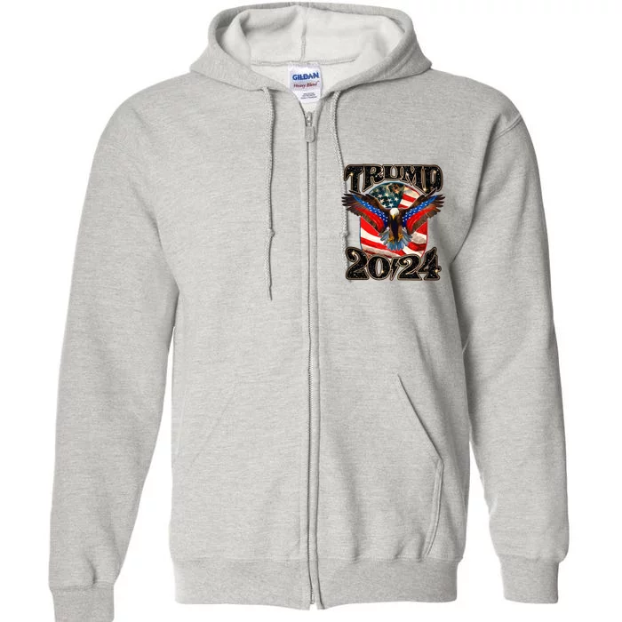 Trump 2024 Vintage American Bald Eagle Full Zip Hoodie