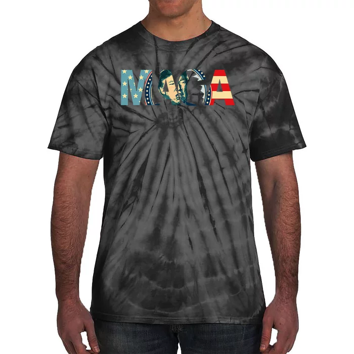 Trump 2020 Voted Maga American Flag Retro Vintage Tie-Dye T-Shirt