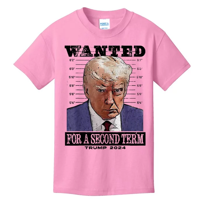 Trump 2024 Wanted For A 2nd Term Kids T-Shirt