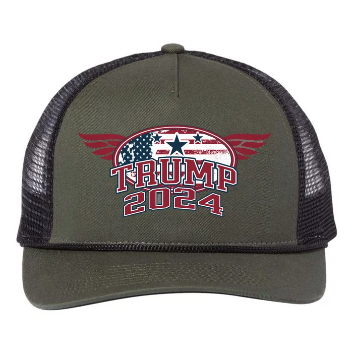 Trump 2024 Winged Logo Retro Rope Trucker Hat Cap