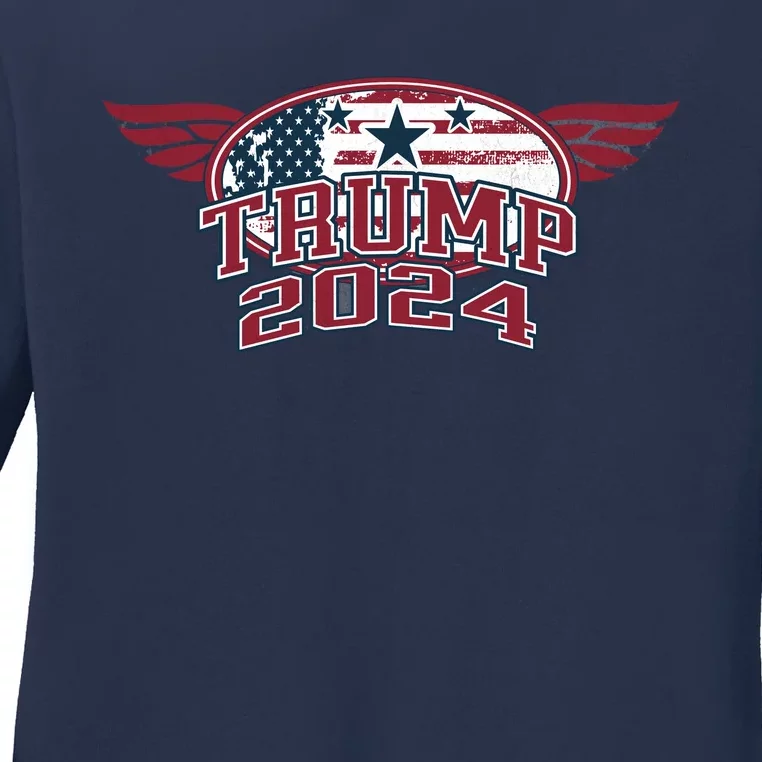 Trump 2024 Winged Logo Ladies Long Sleeve Shirt