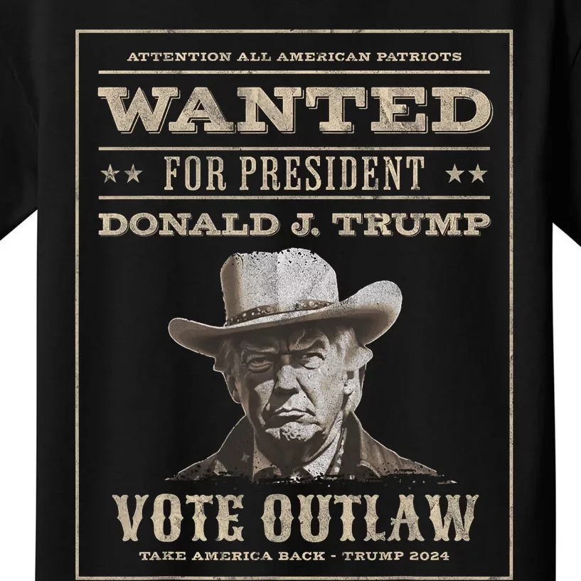 Trump 2024 Wanted Outlaw IM Voting Convicted Felon 2024 Kids T-Shirt