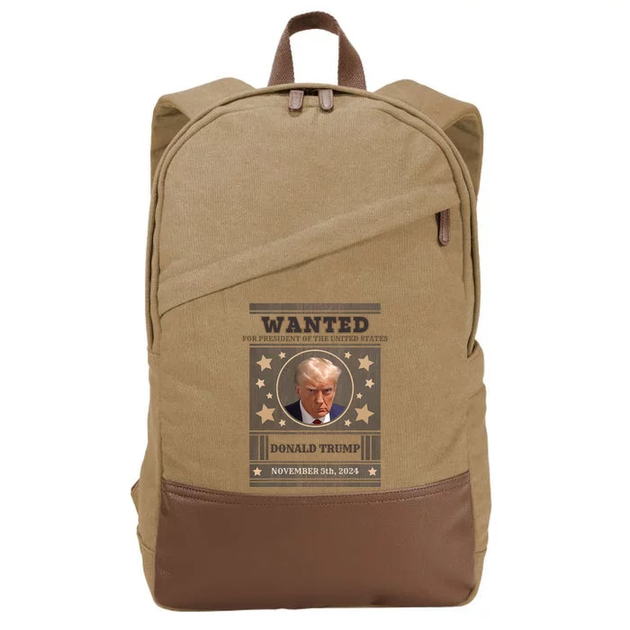 Trump 2024 Wanted For President Of The United States Cotton Canvas Backpack