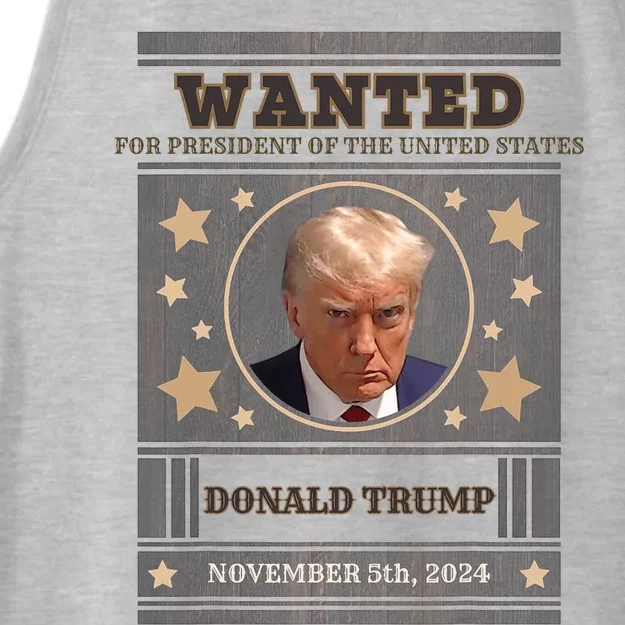 Trump 2024 Wanted For President Of The United States Ladies Tri-Blend Wicking Tank