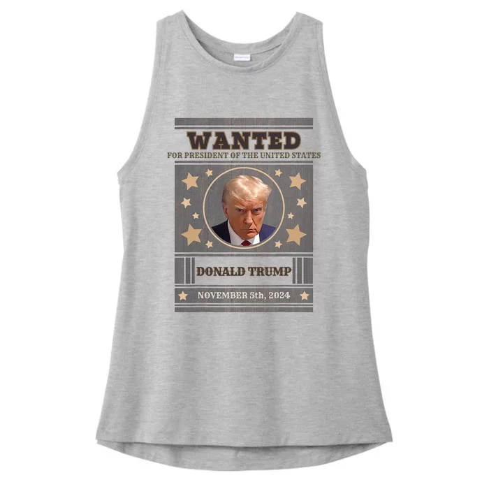 Trump 2024 Wanted For President Of The United States Ladies Tri-Blend Wicking Tank