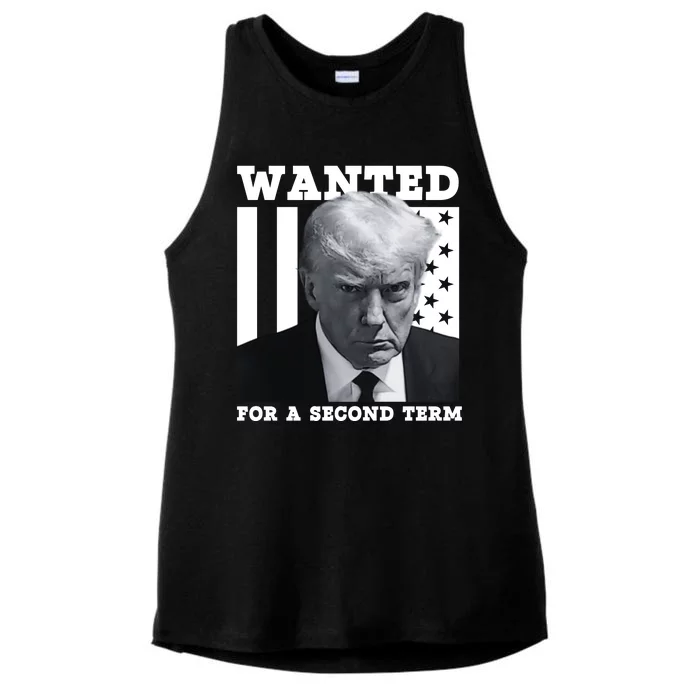 Trump 2024 Wanted For A 2nd Term Ladies Tri-Blend Wicking Tank