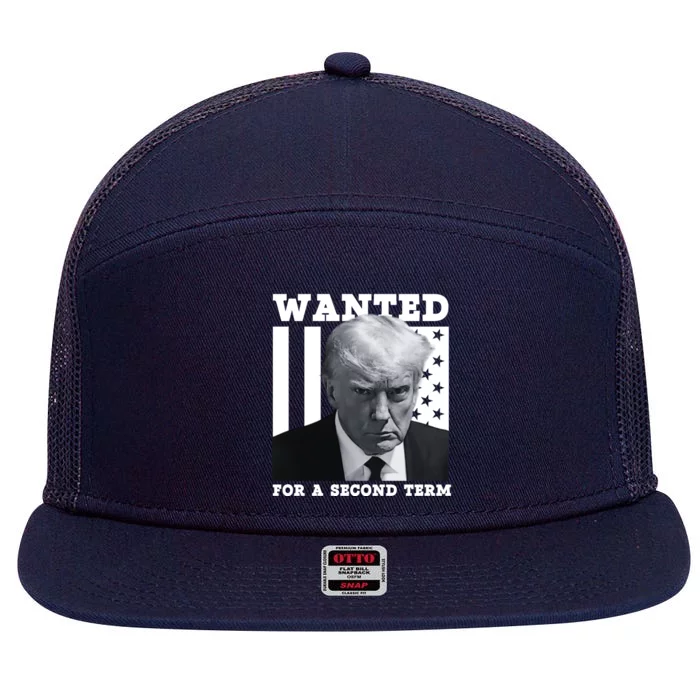 Trump 2024 Wanted For A 2nd Term 7 Panel Mesh Trucker Snapback Hat