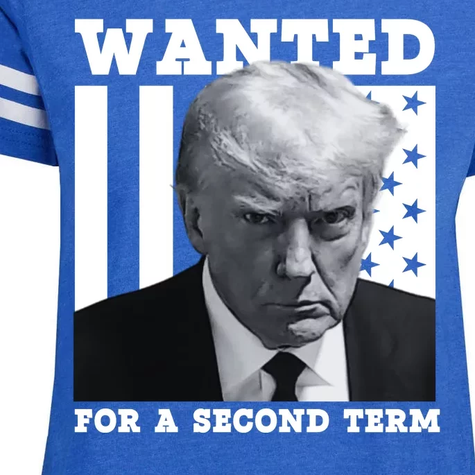 Trump 2024 Wanted For A 2nd Term Enza Ladies Jersey Football T-Shirt