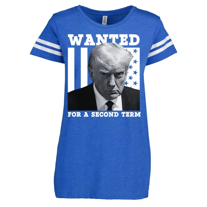 Trump 2024 Wanted For A 2nd Term Enza Ladies Jersey Football T-Shirt