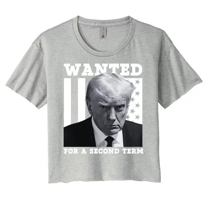 Trump 2024 Wanted For A 2nd Term Women's Crop Top Tee