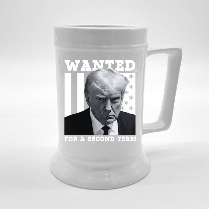 Trump 2024 Wanted For A 2nd Term Front & Back Beer Stein