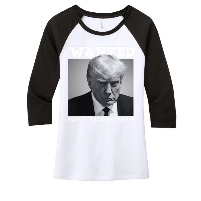 Trump 2024 Wanted For A 2nd Term Women's Tri-Blend 3/4-Sleeve Raglan Shirt