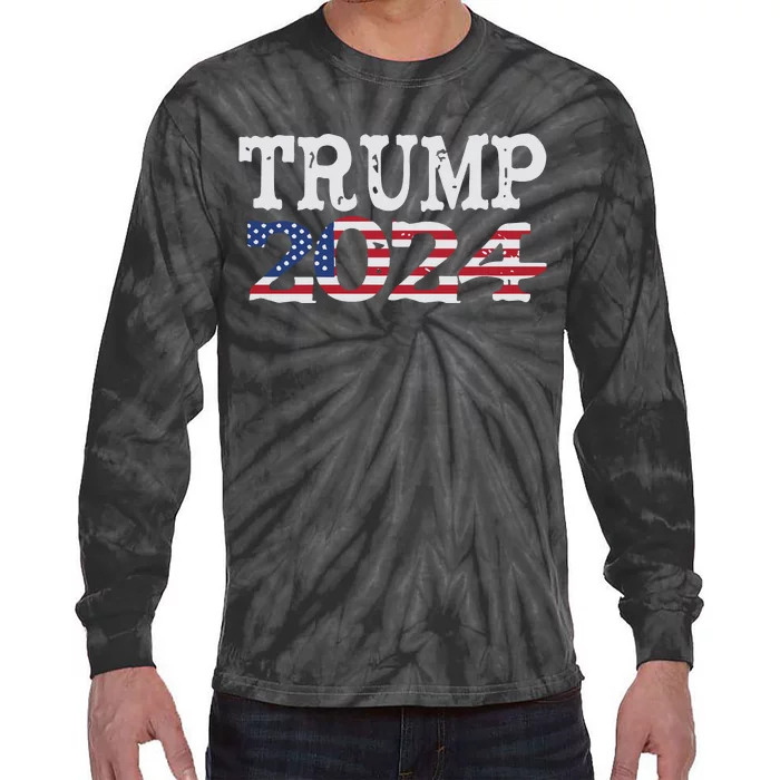 Trump 2024 Wanted President Desantis Tie-Dye Long Sleeve Shirt