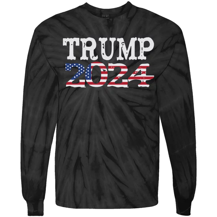 Trump 2024 Wanted President Desantis Tie-Dye Long Sleeve Shirt