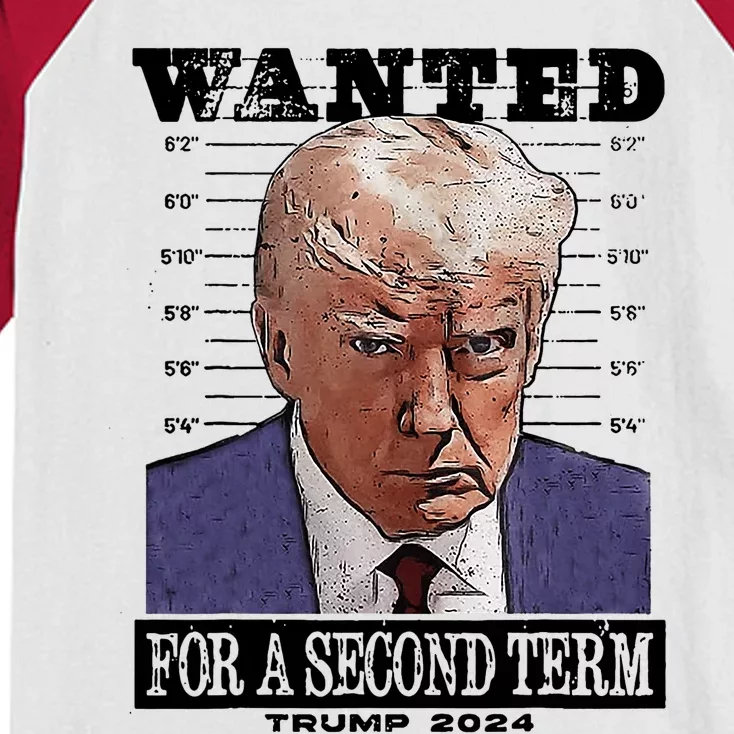 Trump 2024 Wanted For A 2nd Term Kids Colorblock Raglan Jersey