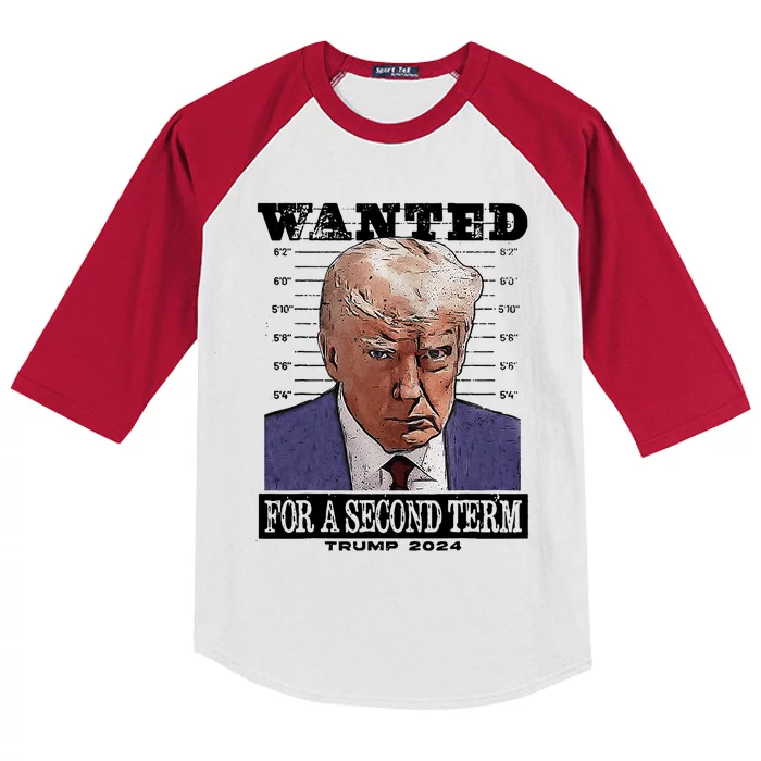 Trump 2024 Wanted For A 2nd Term Kids Colorblock Raglan Jersey