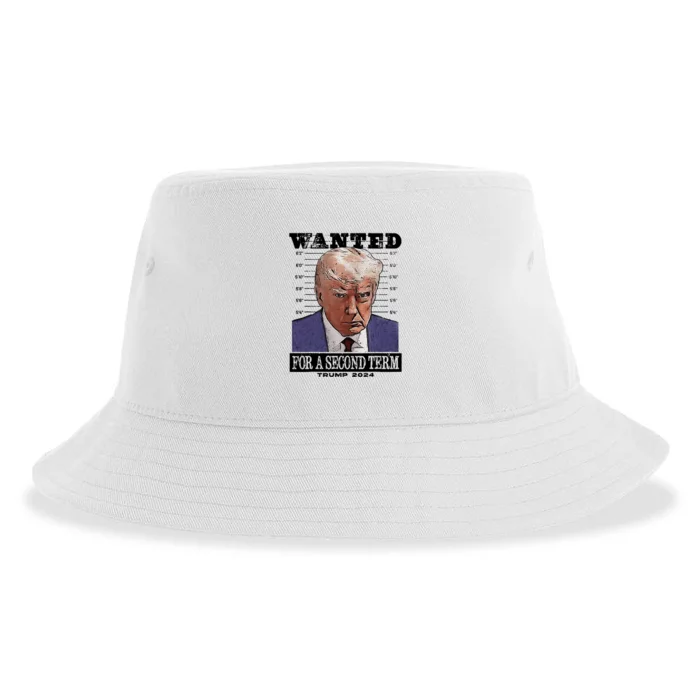 Trump 2024 Wanted For A 2nd Term Sustainable Bucket Hat