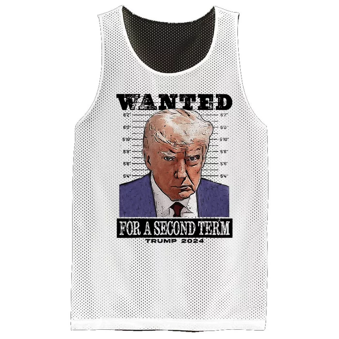 Trump 2024 Wanted For A 2nd Term Mesh Reversible Basketball Jersey Tank