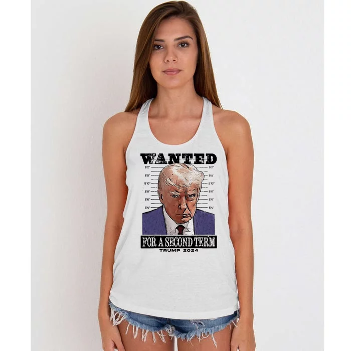 Trump 2024 Wanted For A 2nd Term Women's Knotted Racerback Tank