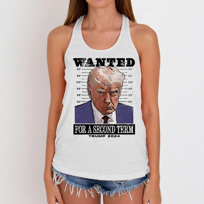 Trump 2024 Wanted For A 2nd Term Women's Knotted Racerback Tank