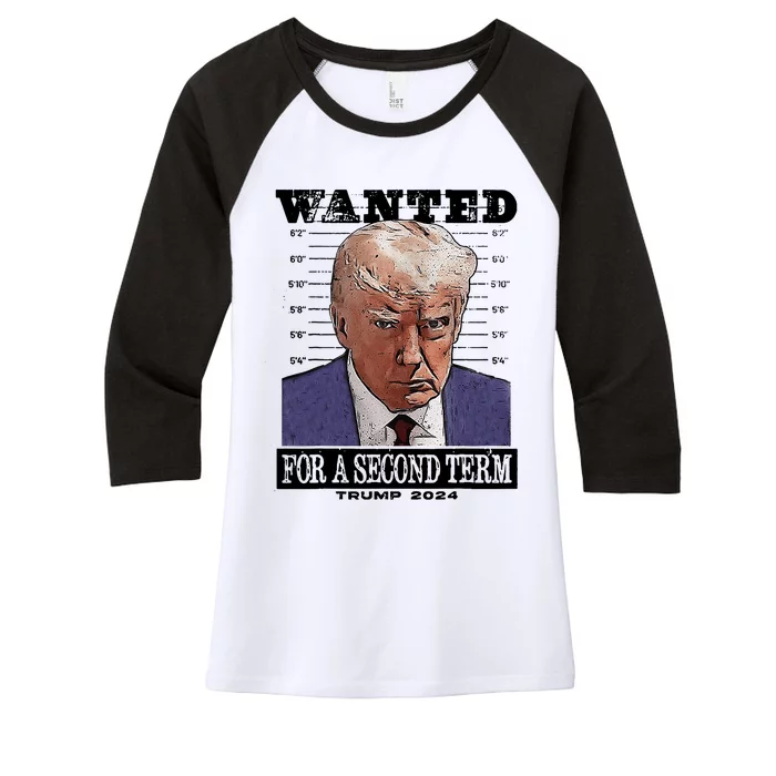 Trump 2024 Wanted For A 2nd Term Women's Tri-Blend 3/4-Sleeve Raglan Shirt