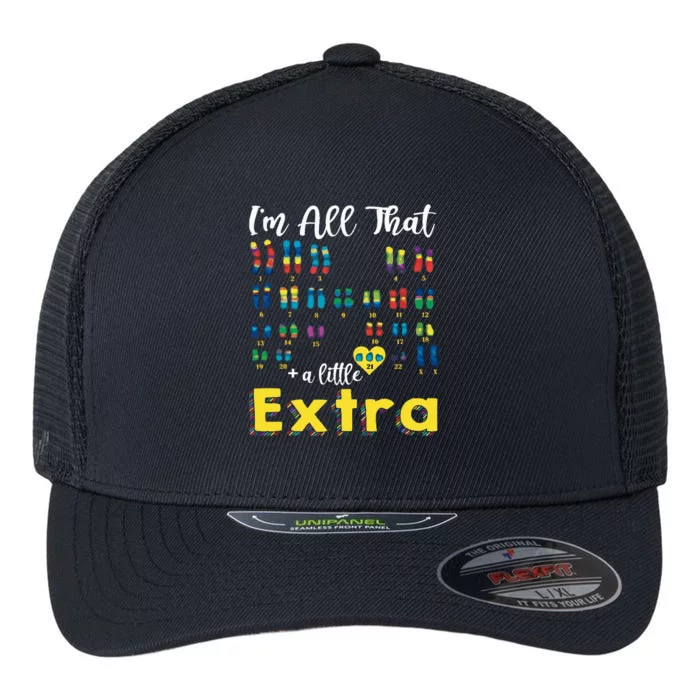 Trisomy 21 XX Extra Chromosome World Down Syndrome Day Flexfit Unipanel Trucker Cap