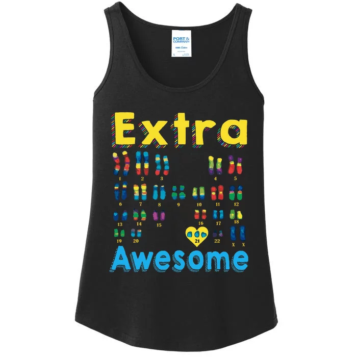 Trisomy 21 XX Extra Chromosome World Down Syndrome Day Ladies Essential Tank