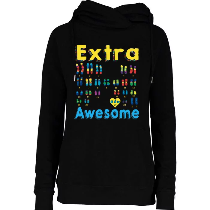 Trisomy 21 XX Extra Chromosome World Down Syndrome Day Womens Funnel Neck Pullover Hood