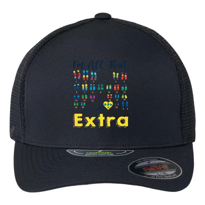 Trisomy 21 XX Extra Chromosome  World Down Syndrome Day Flexfit Unipanel Trucker Cap