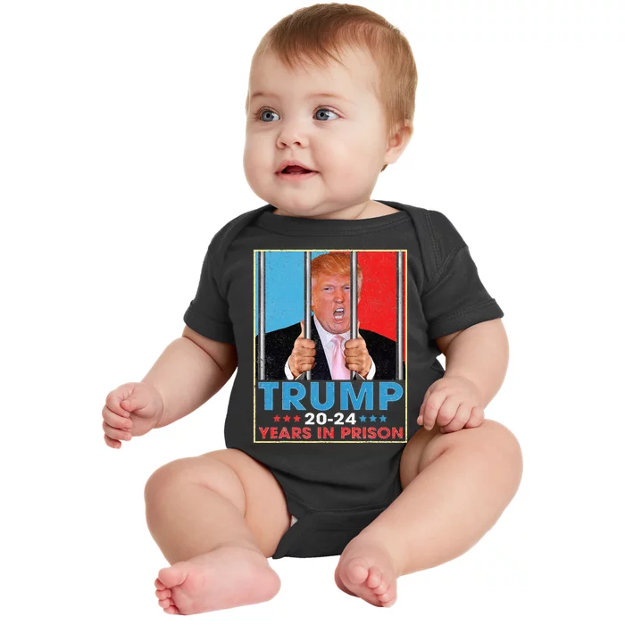 Trump 2024 Years In Prison Funny Anti Trump Baby Bodysuit