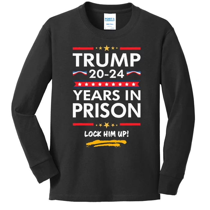 Trump 2024 Years In Prison Lock Him Up Kids Long Sleeve Shirt