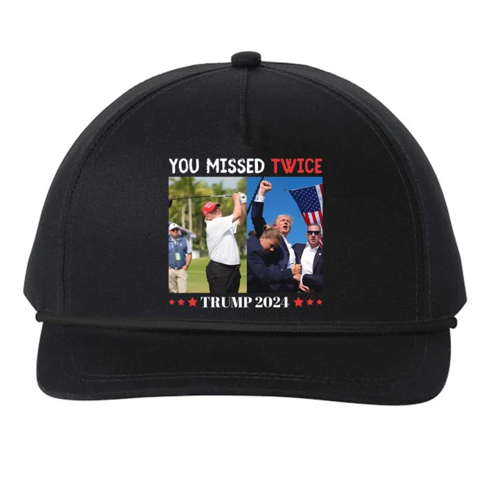 Trump 2024 You Missed Twice Golf Political Snapback Five-Panel Rope Hat