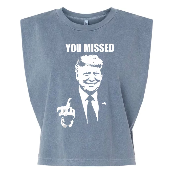 Trump 2024 You Missed Butler Pa Rally Patriotic Flag Vintage Garment-Dyed Women's Muscle Tee