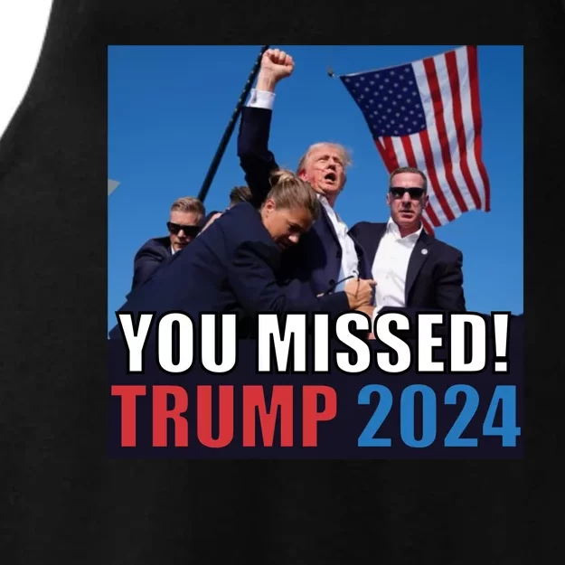 Trump 2024 You Missed! Shot Pennsylvania Rally Ladies Tri-Blend Wicking Tank