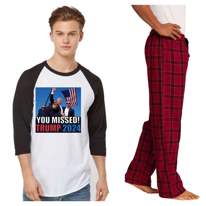 Trump 2024 You Missed! Shot Pennsylvania Rally Raglan Sleeve Pajama Set