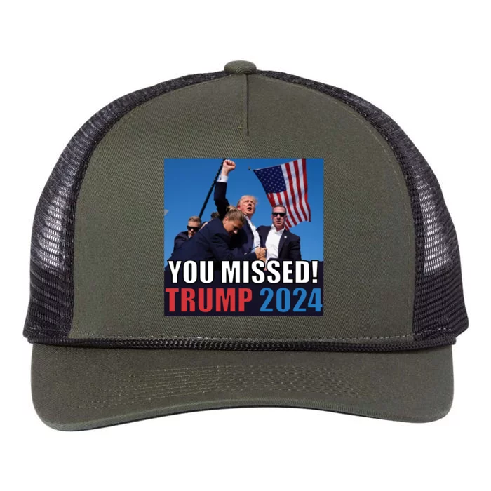 Trump 2024 You Missed! Shot Pennsylvania Rally Retro Rope Trucker Hat Cap