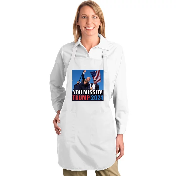 Trump 2024 You Missed! Shot Pennsylvania Rally Full-Length Apron With Pocket